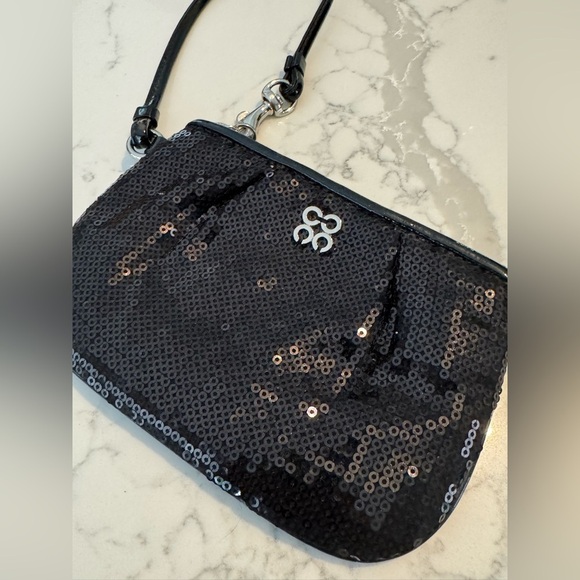 Coach Y2K Black Sequin Wristlet with Silver Accent - Picture 2 of 6